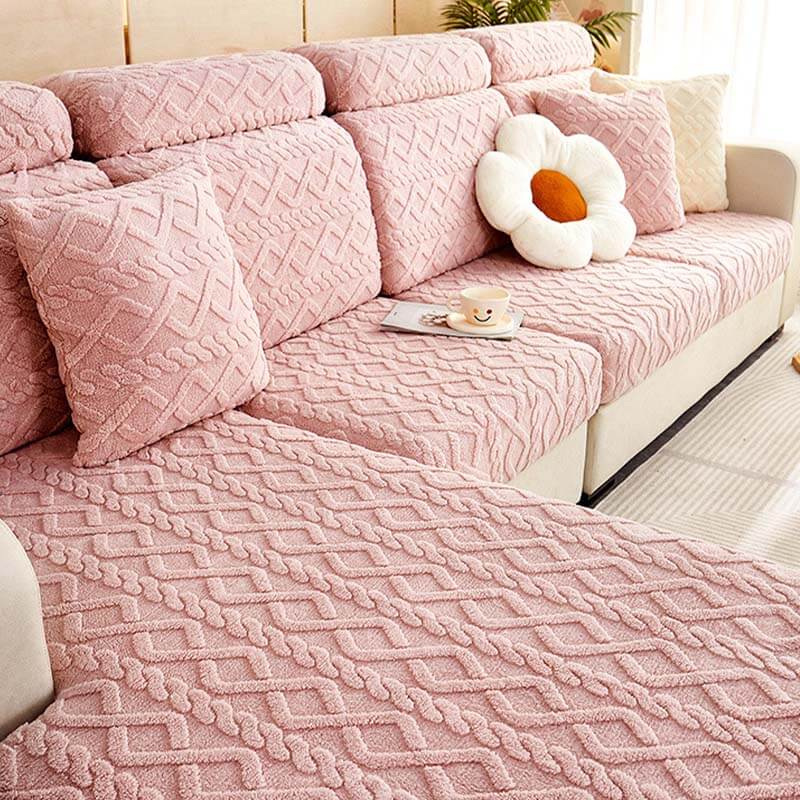 Vollständig gewickelter Stretch-Couchbezug aus weichem Fleece