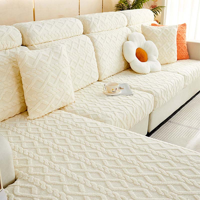 Vollständig gewickelter Stretch-Couchbezug aus weichem Fleece