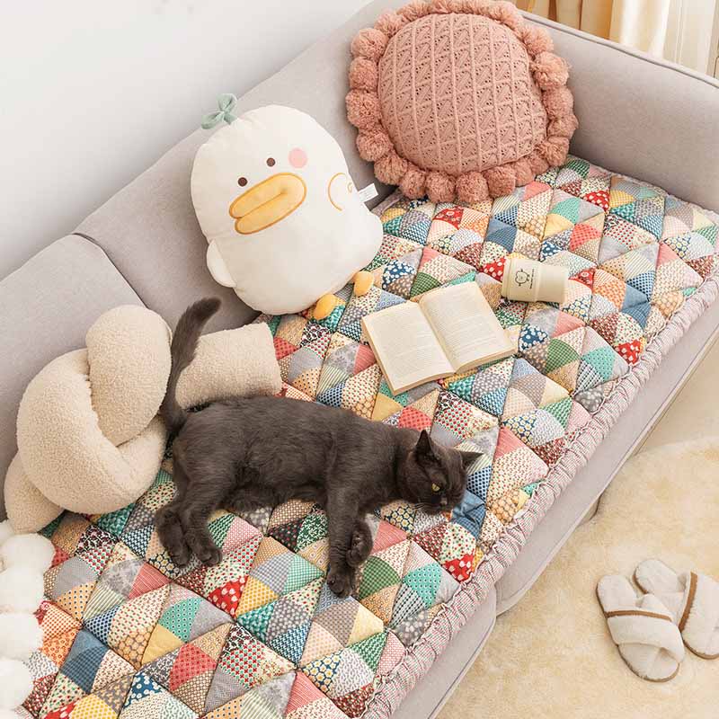 Flower Ice Silk Non-Slip Sofa Cover Anti-Scratch Couch Cover Pet
