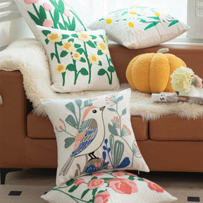 Garden Flower Embroidery Cushion Sofa Pillow