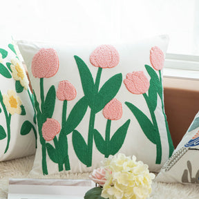 Garden Flower Embroidery Cushion Sofa Pillow