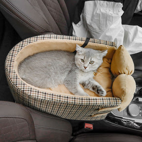 Hahnentritt-Lookout-Konsolen-Autositz für Haustiere mit Fliege