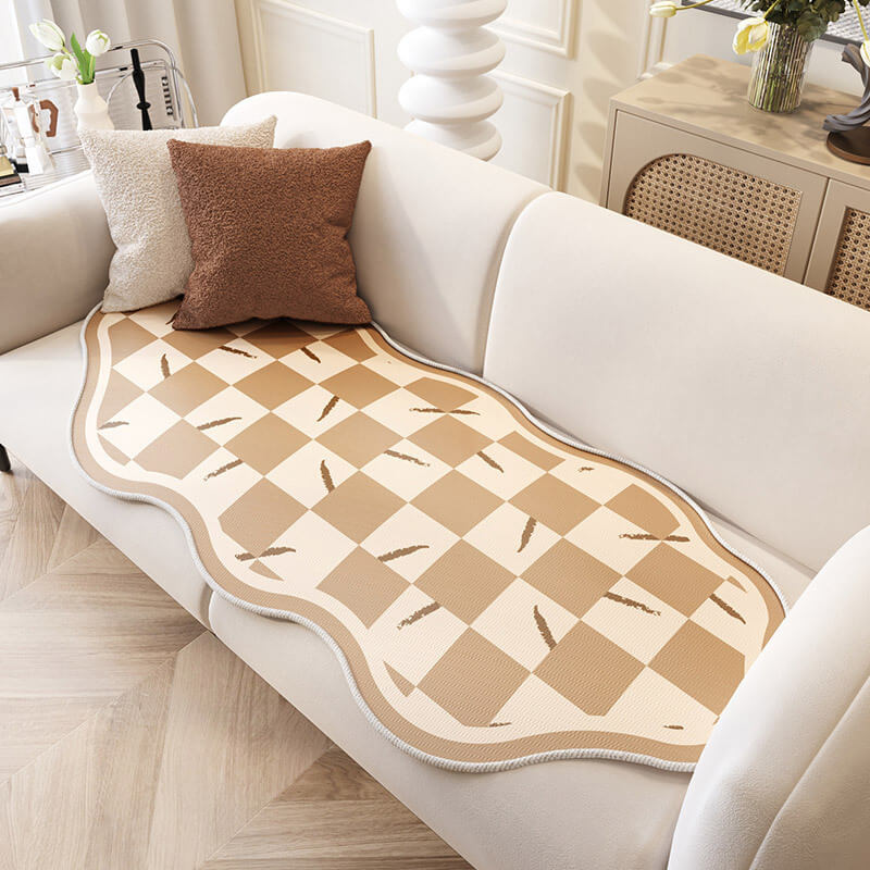 Capa de sofá de resfriamento de gelo de tabuleiro de xadrez de formato irregular