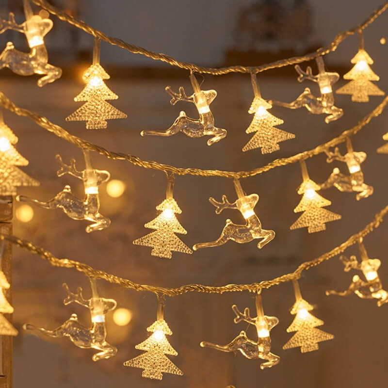 Luzes LED Luzes de corda USB para renas e flocos de neve de Natal