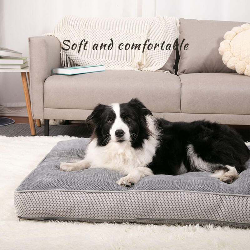 Grande tapete de dormir cinza respirável para animais de estimação removível Cachorro cama com almofada