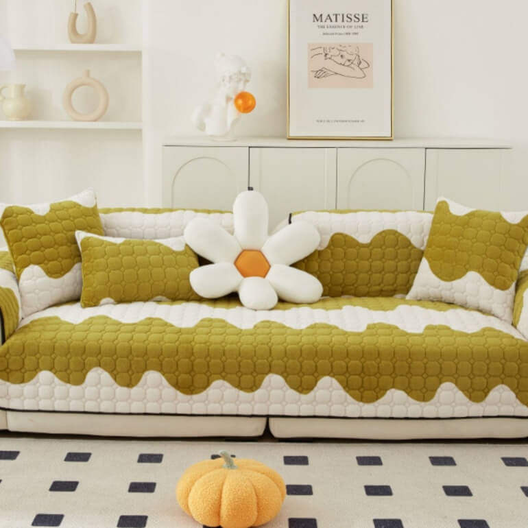 Housse de canapé en damier coloré anti-rayures pour meubles