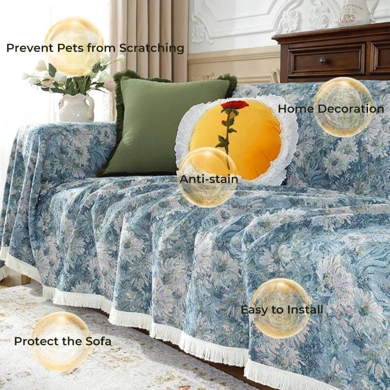 Capa protetora para sofá tingido com fio de jardim Monet