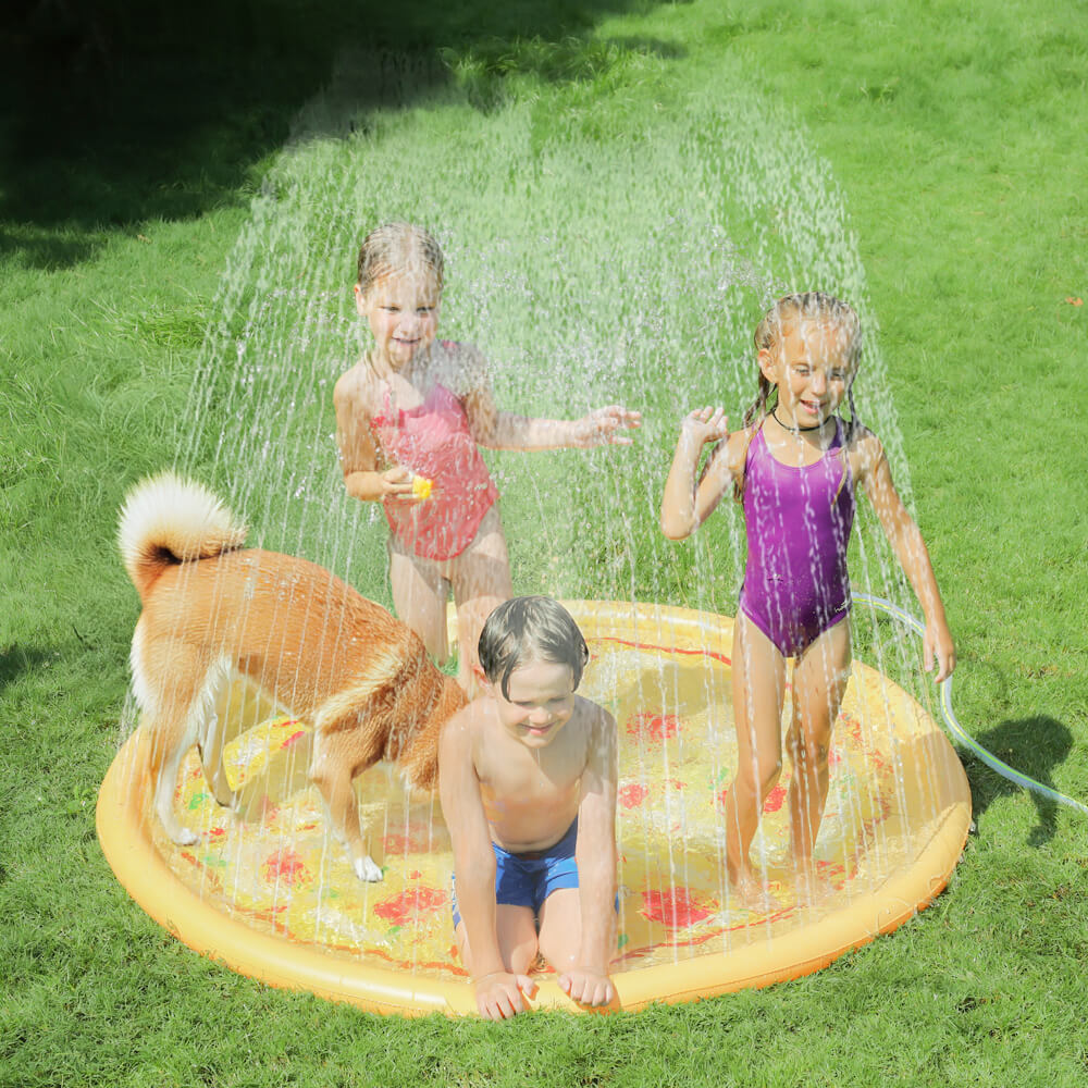 Outdoor-Wasserspielzeug für Kinder, aufblasbare Spritzspielmatte, Hundesprinkler-Pad – Pizza
