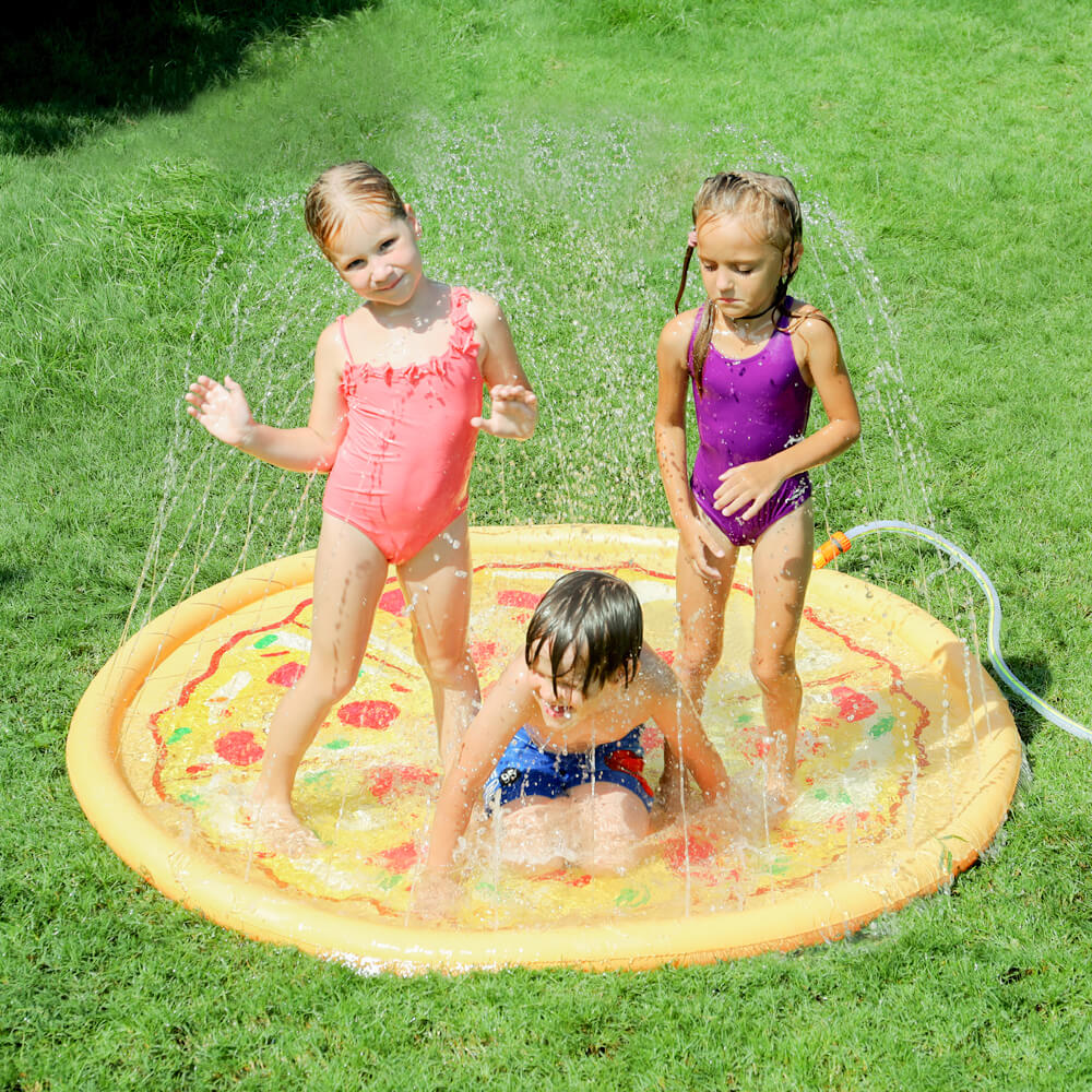 Outdoor-Wasserspielzeug für Kinder, aufblasbare Spritzspielmatte, Hundesprinkler-Pad – Pizza
