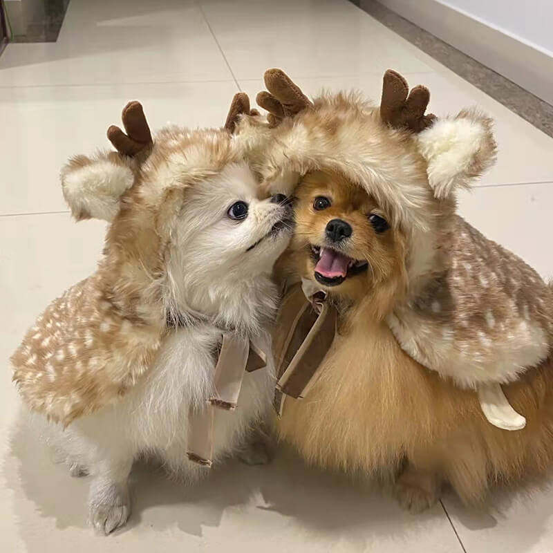 Pet Clothing Plush Elk Cape Dog & Cat Costumes Luxury Dog Gifts