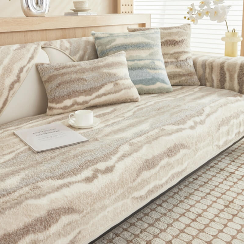 Plüsch-Creme-Komfort-Möbelschutzmatte, Couchbezug