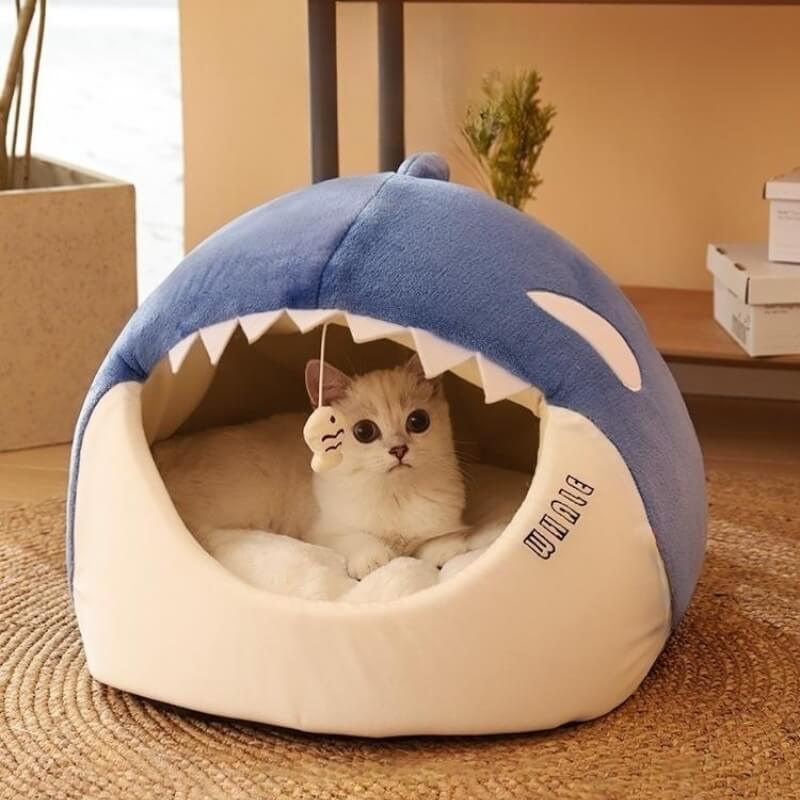 Plush Whale Semi Enclosed Cat Cave Puppy House