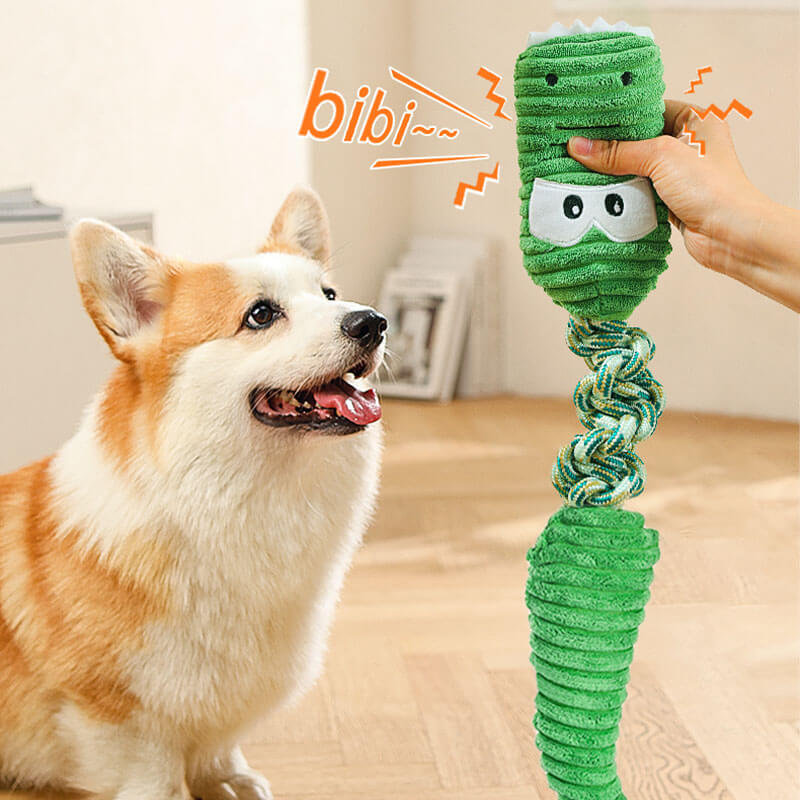 Brinquedo interativo para cachorro com corda estridente - série animal