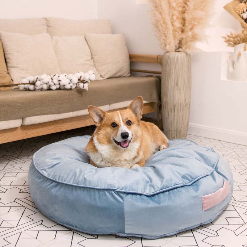 Soft Round Velvet Ice Silk Cooling Dog Bed