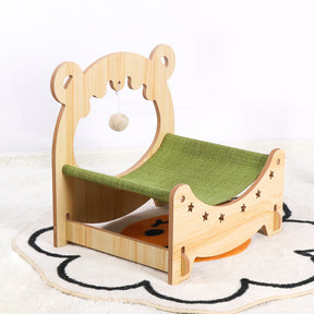 Star Wooden Cat Bed Sisal Grinding Claws Hammock