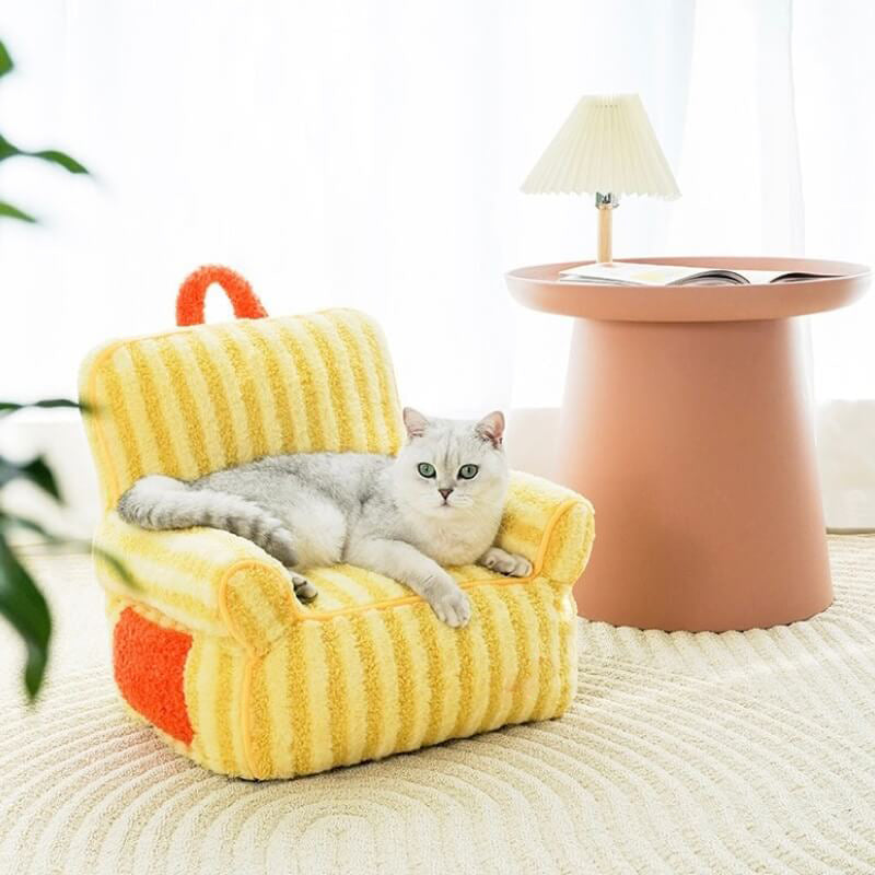 مخطط فروي الأليفة أريكة القط سرير لينة