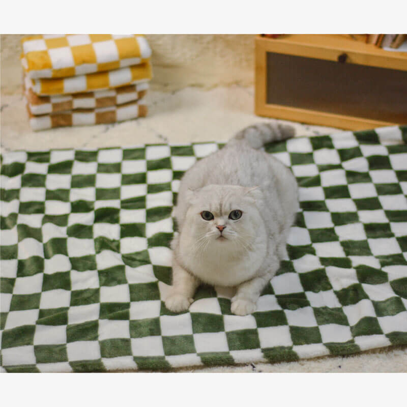 Couverture élégante en flanelle à carreaux pour animaux de compagnie, couverture pour chien et chat