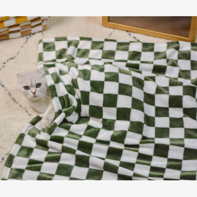 Couverture élégante en flanelle à carreaux pour animaux de compagnie, couverture pour chien et chat