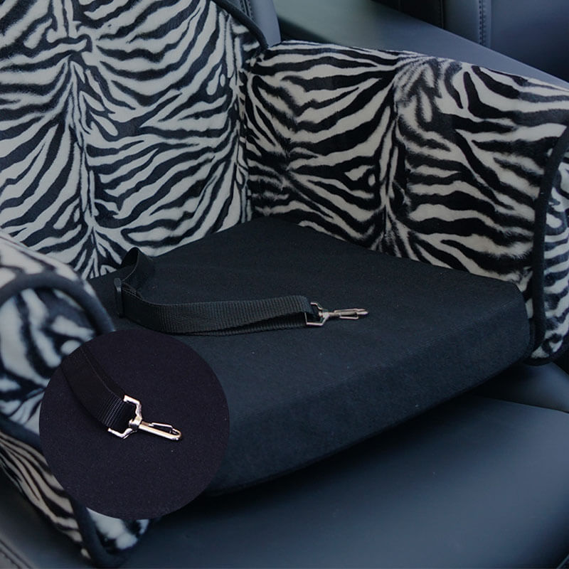 Stilvolles Hunde-Autositzbett aus Plüsch mit Leopardenmuster