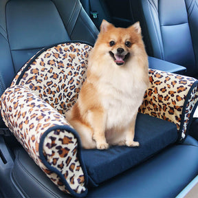 Stylish Leopard Print Plush Safety Dog Car Seat Bed