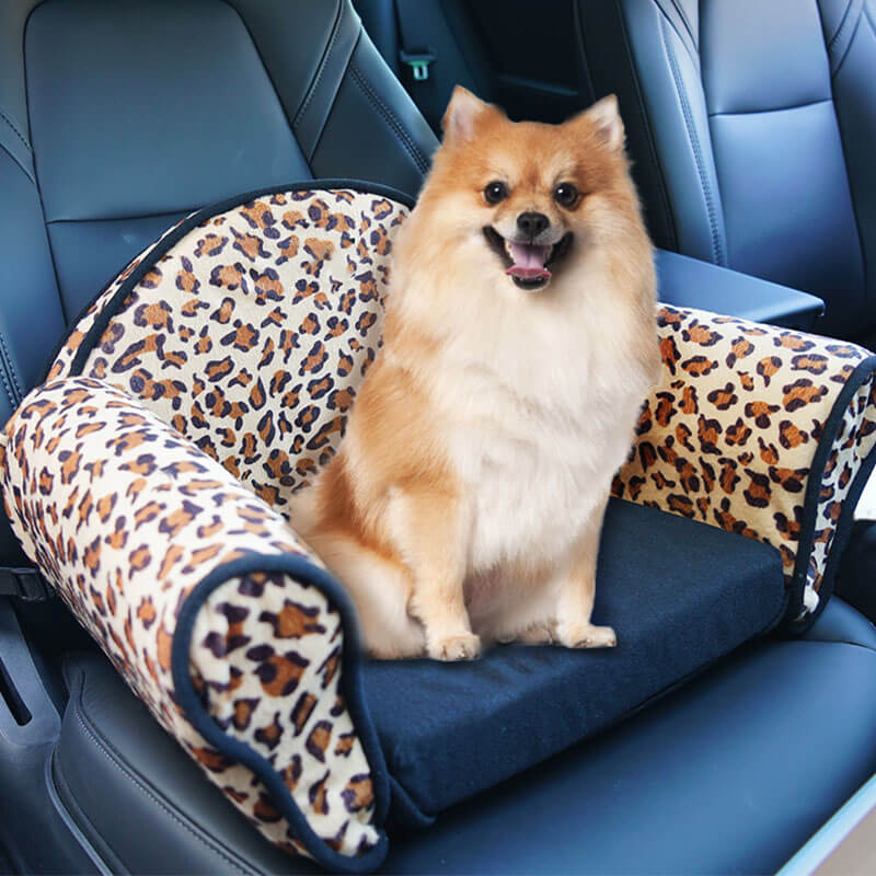 Lit de siège d'auto pour chien de sécurité en peluche imprimé léopard élégant