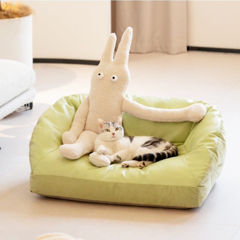 Canapé-lit rafraîchissant en cuir pour chien et chat