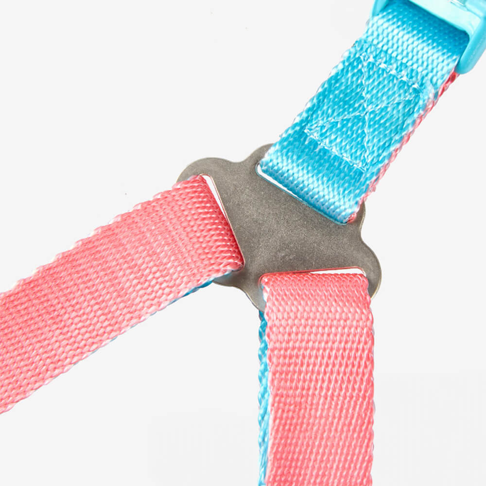 Trendy Color-Block Adjustable Ergonomic Dog Harness And Leash