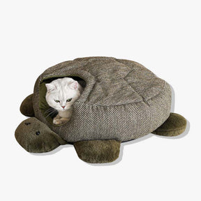 Lit de sac de couchage pour chat enroulé tortue