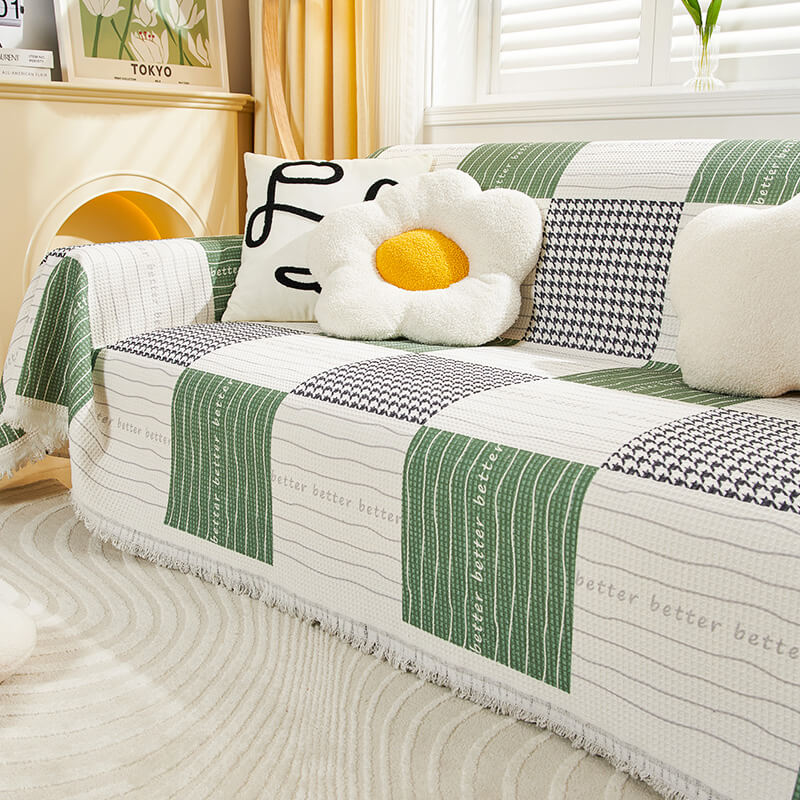 Couverture de canapé en coton gaufré, protection de meubles