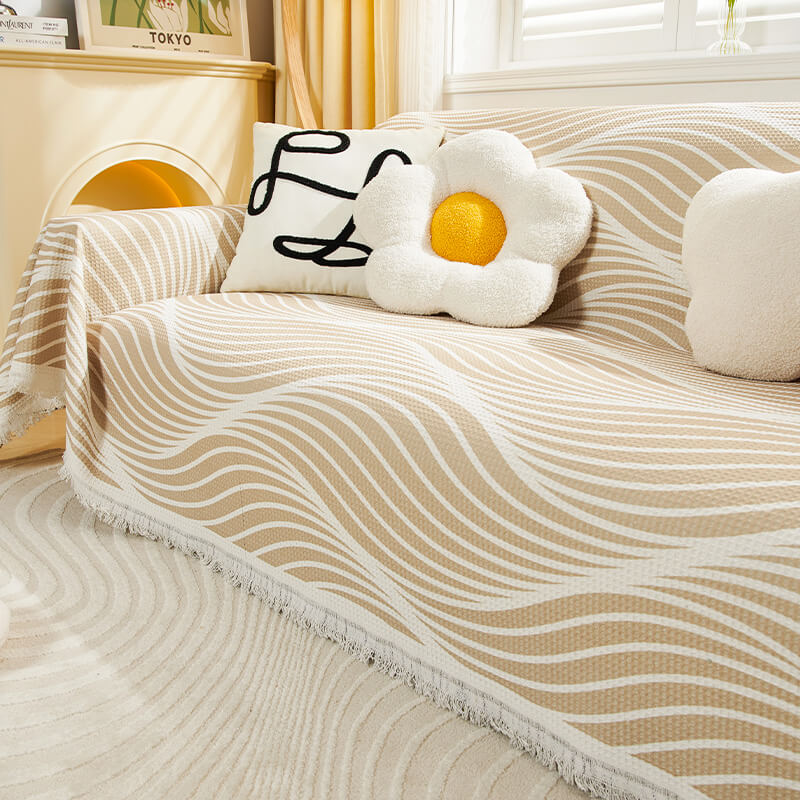 Capa protetora de sofá para móveis com manta de algodão waffle