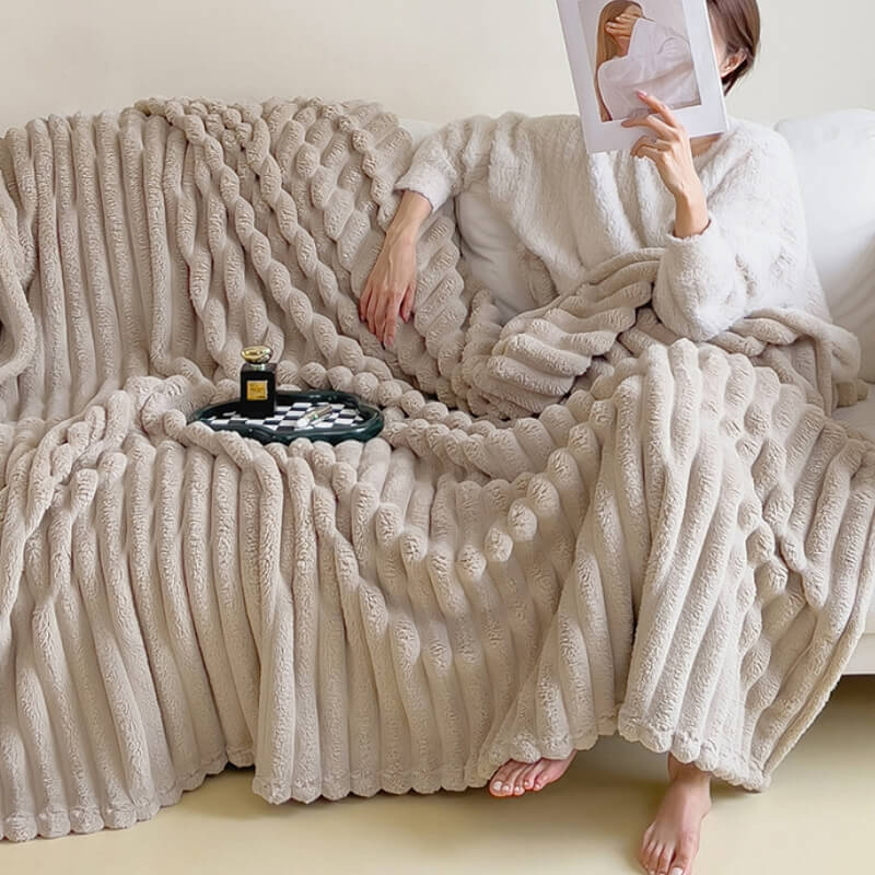 Warm Imitation Rabbit Plush Sofa Throw Blanket Dog Blanket - FunnyFuzzy