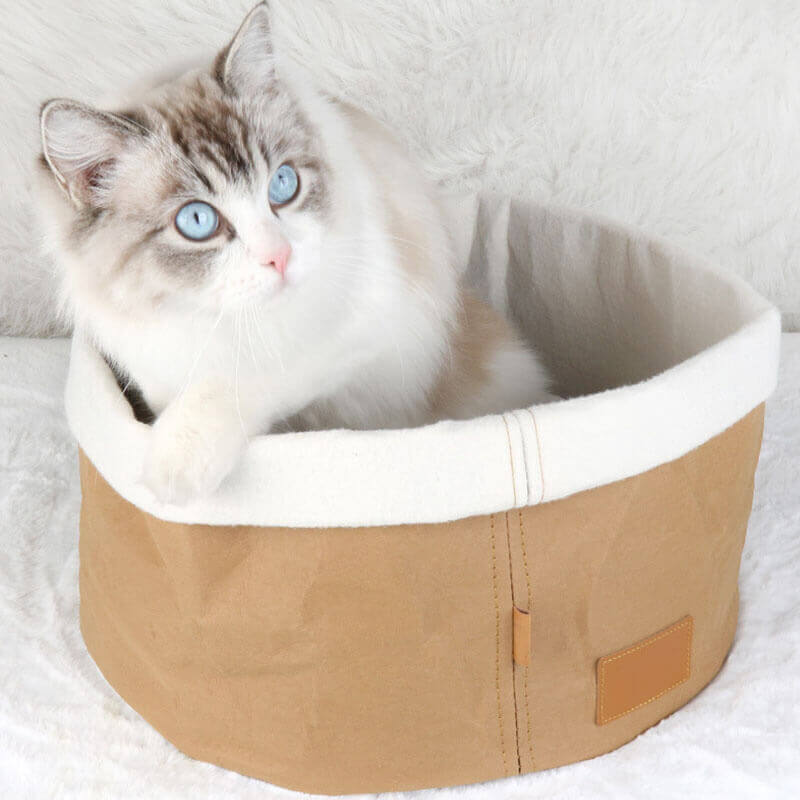 Washable Kraft Paper Cat Basket Bed