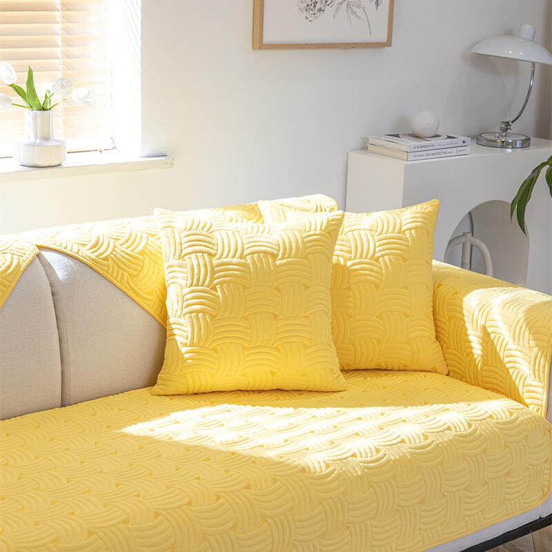 Gesteppter Sofabezug aus Baumwolle mit Webmuster