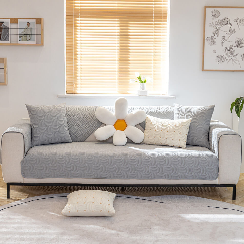 Gesteppter Sofabezug aus Baumwolle mit Webmuster