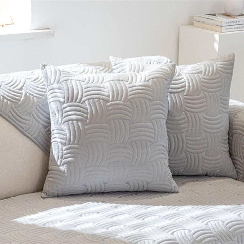 Capa de sofá secional acolchoada de algodão com padrão de tecelagem