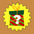 Gift box with a question mark on a yellow starburst against a brown background