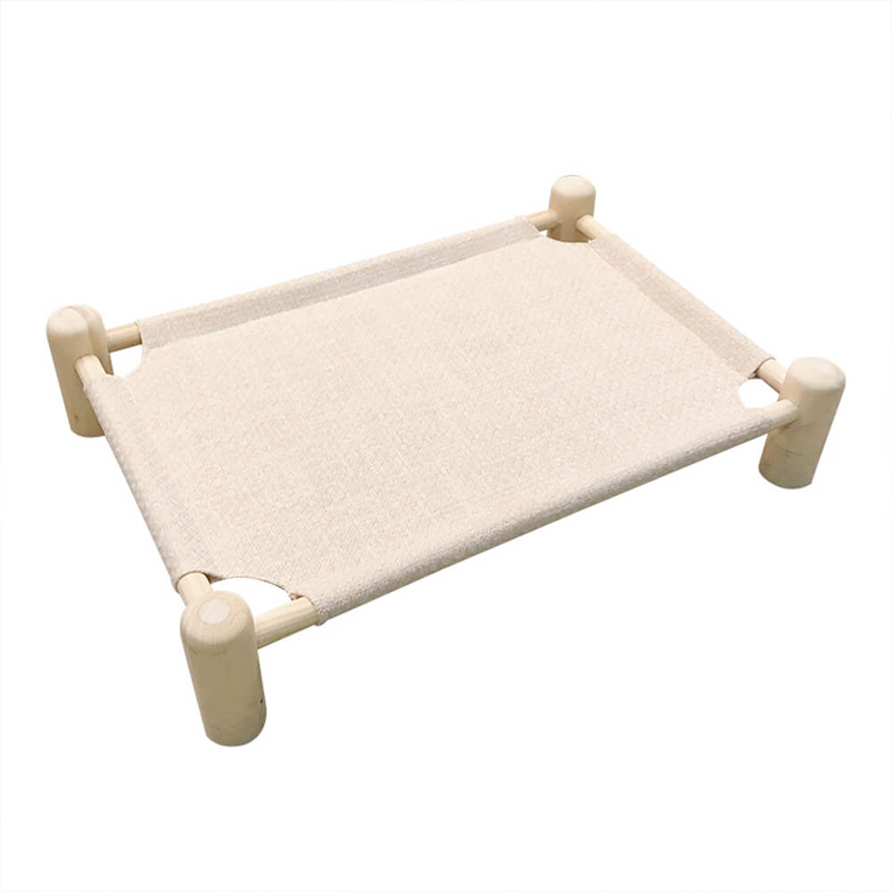 Scratch-Resistant Linen Wooden Pet Bed