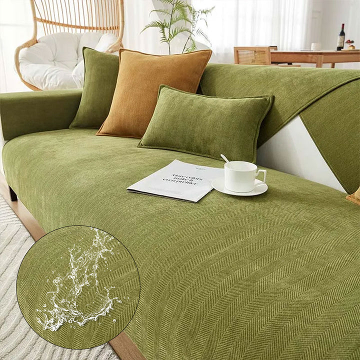 Herringbone Chenille Fabric Furniture Protector Couch Cover