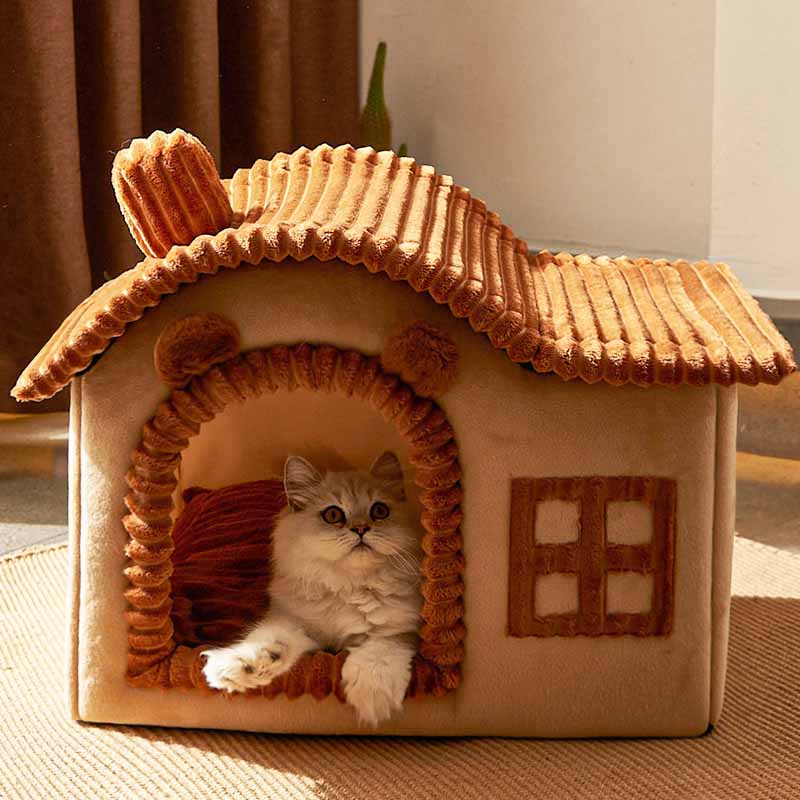 تصميم المنزل سرير القط شبه المغلق