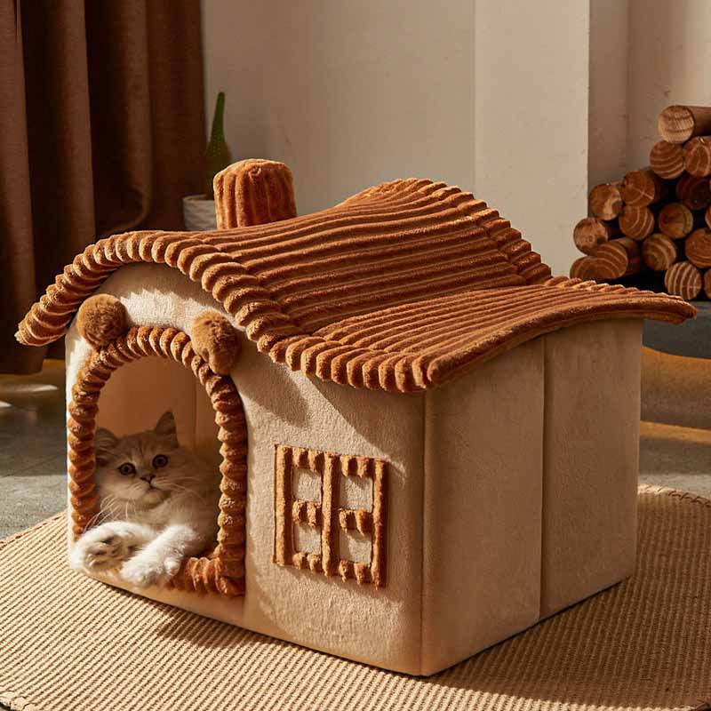 تصميم المنزل سرير القط شبه المغلق