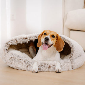 Calming Plush Semi-Enclosed Pet Nest Bed