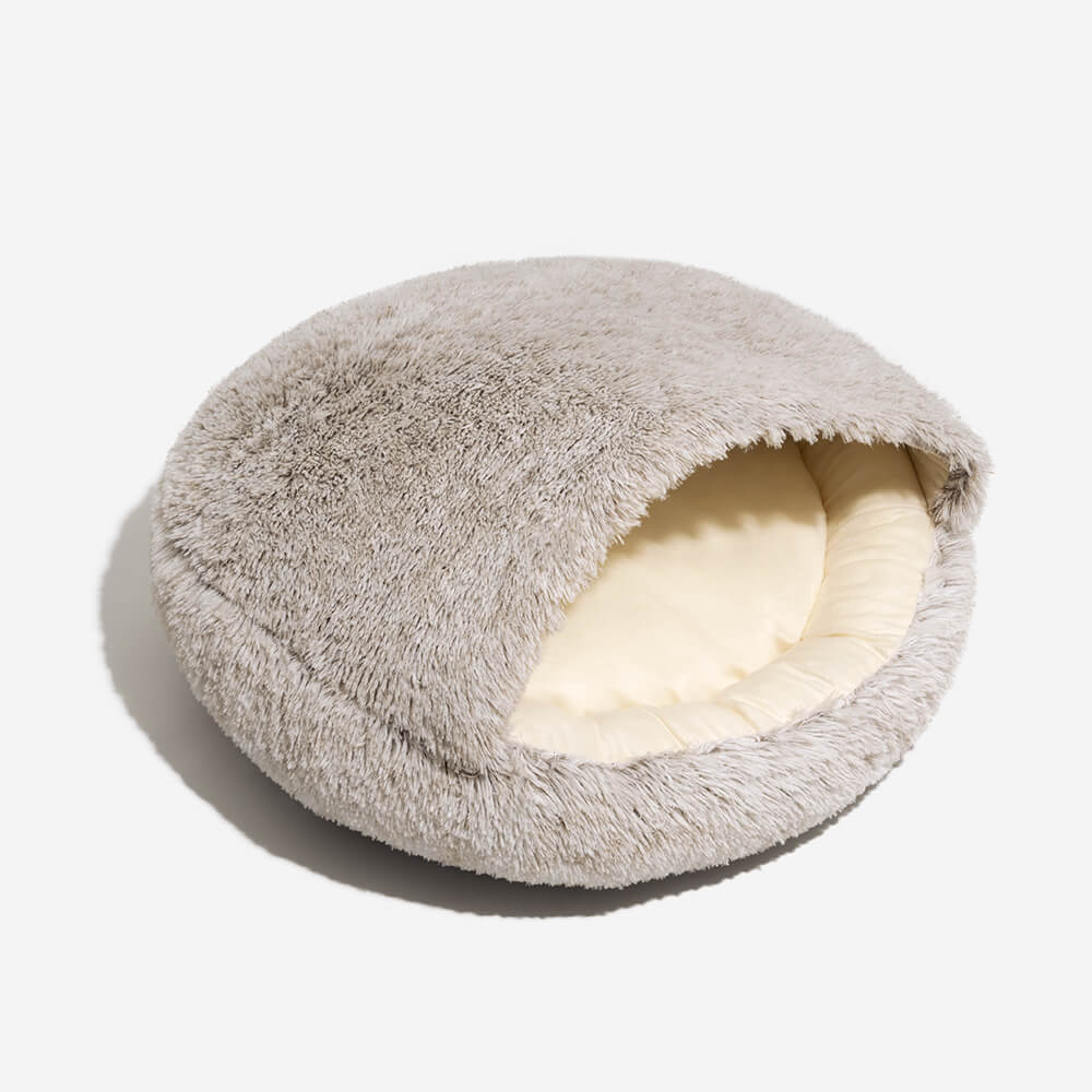 Calming Plush Semi Enclosed Pet Nest Bed Cozy Secure FunnyFuzzy