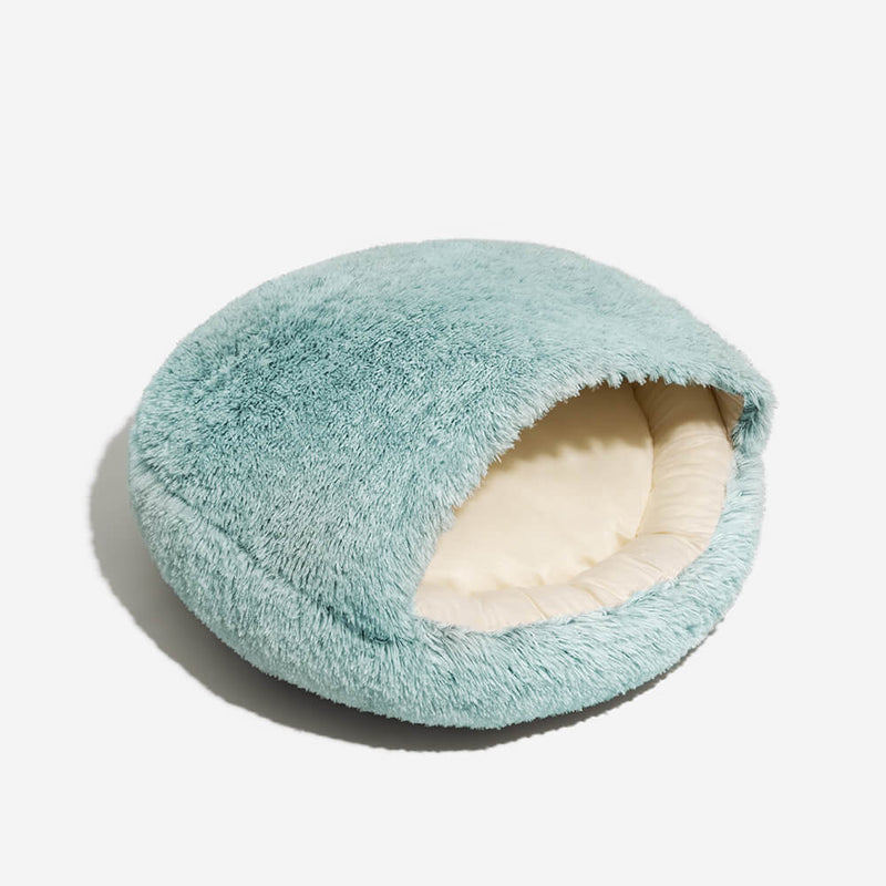 Calming Plush SemiEnclosed Pet Nest Bed Cozy & Secure FunnyFuzzy
