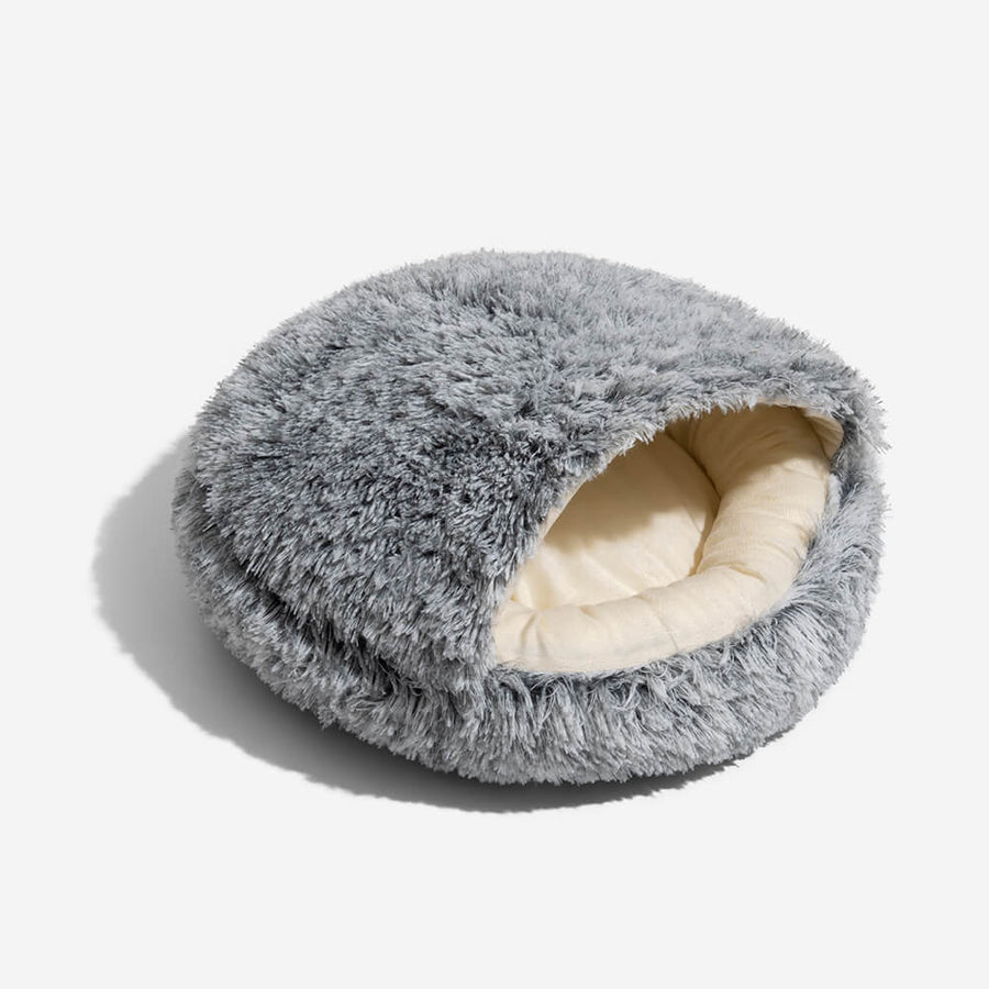 Calming Plush SemiEnclosed Pet Nest Bed Cozy & Secure FunnyFuzzy