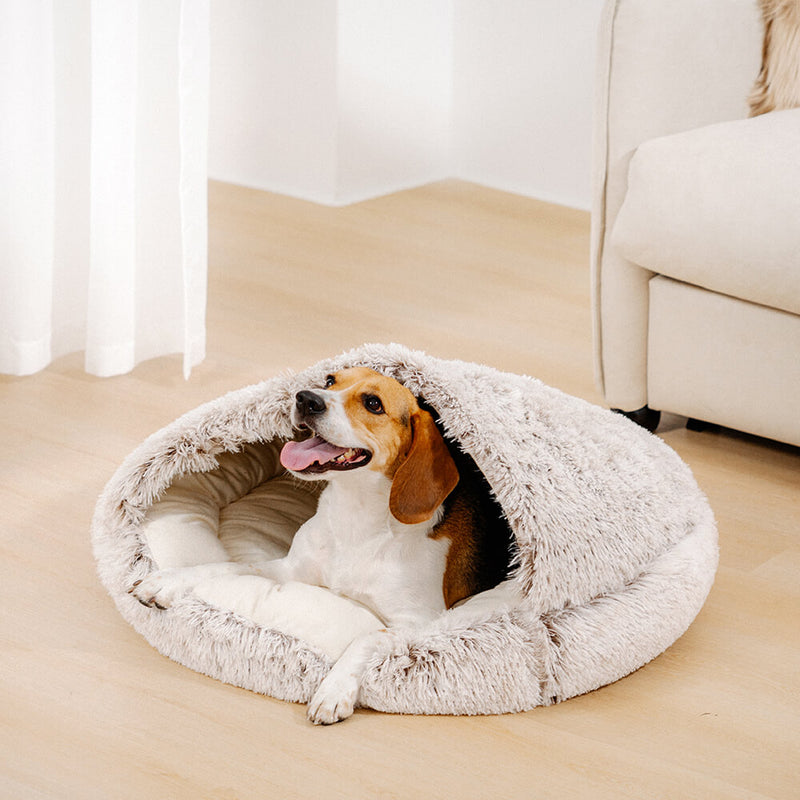 Calming Plush Semi-Enclosed Pet Nest Bed | Cozy & Secure | FunnyFuzzy