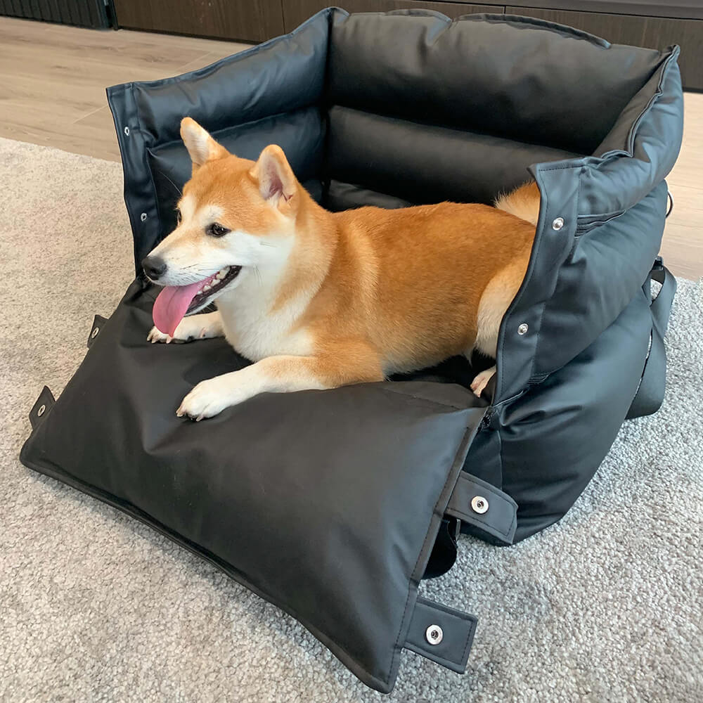 Full Leather Dog Car Seat Bed - Fort