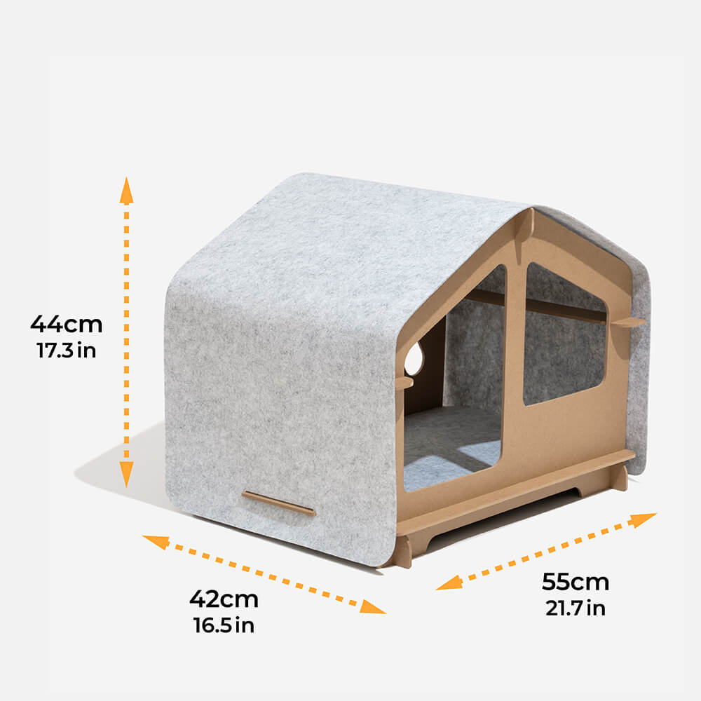 Extra Large Indoor Wooden Frame Semi-Enclosed Detachable Cat House