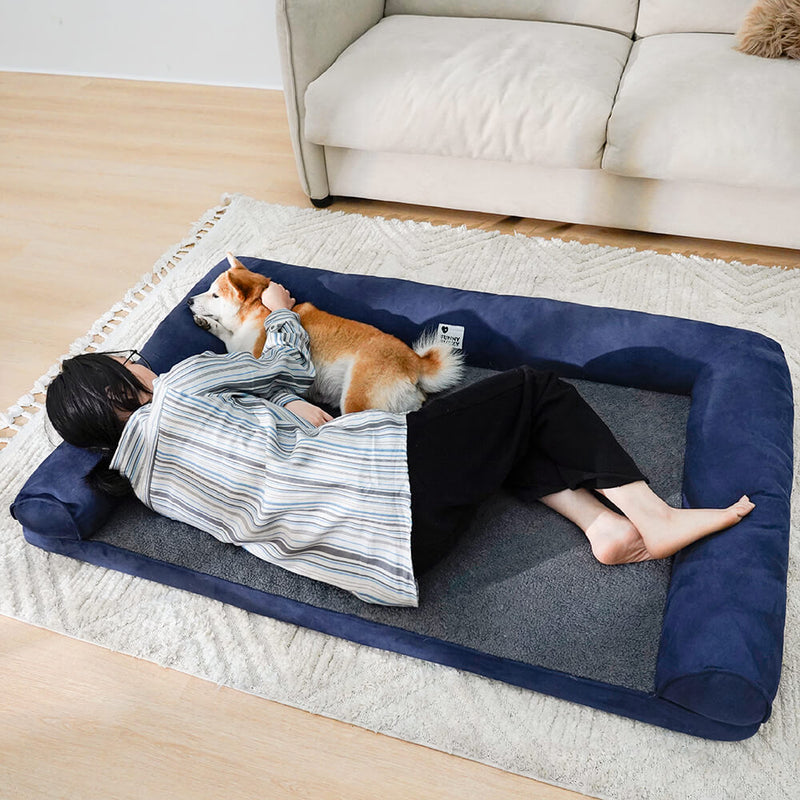 Faux Fleece & Suede Full Support Orthopedic Dog Bed FunnyFuzzy