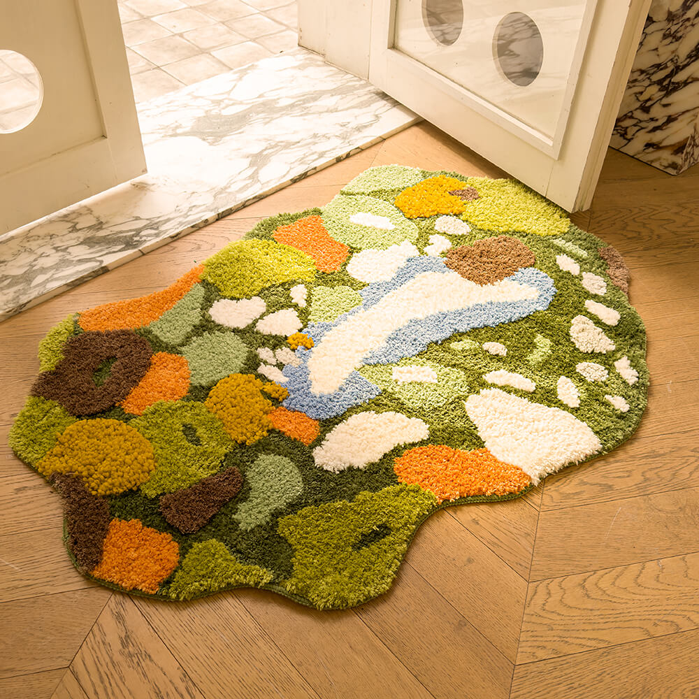 Irregular Natural Plush Carpet Pet Mat