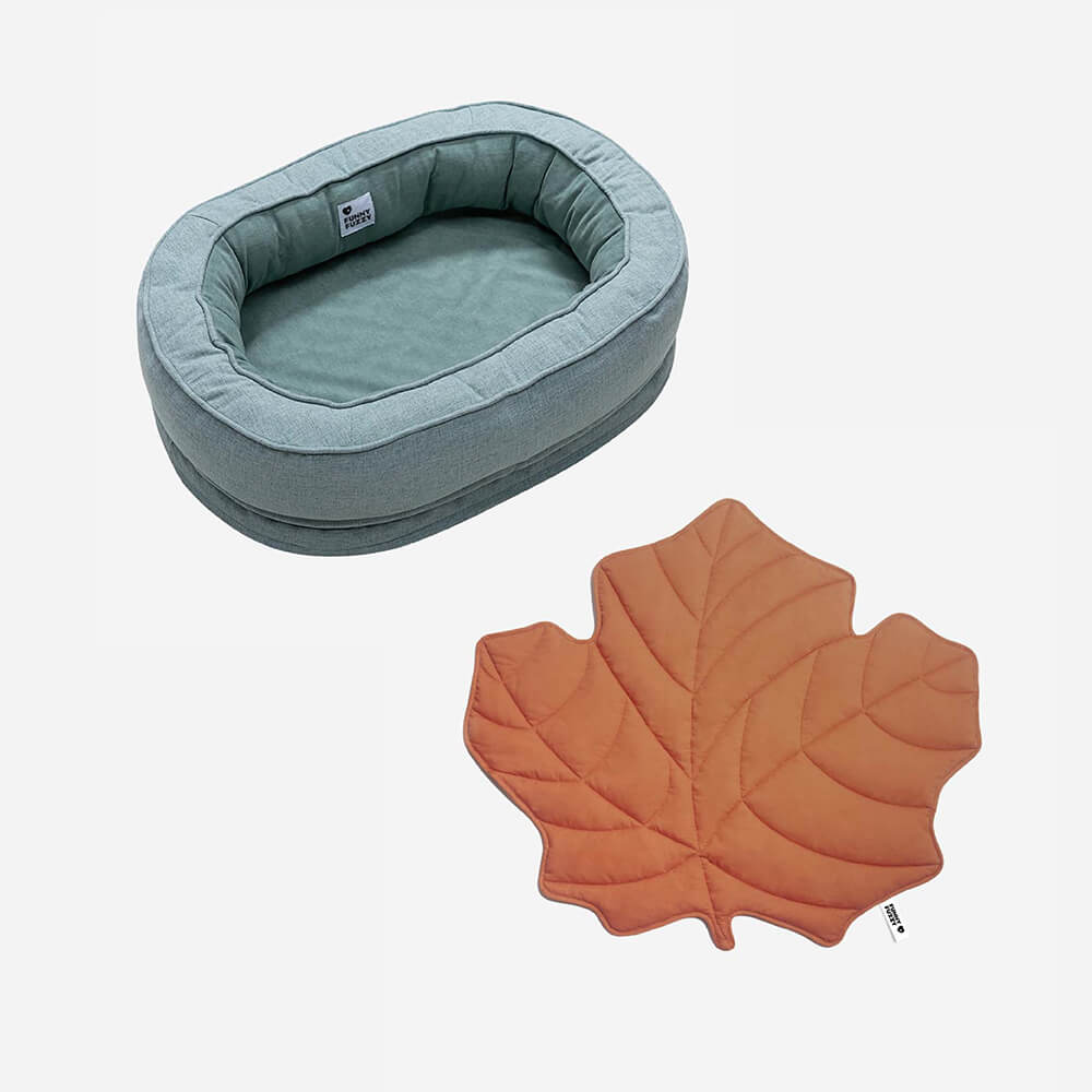 Leaf Shape Dog Blanket With Donut Dog Bed